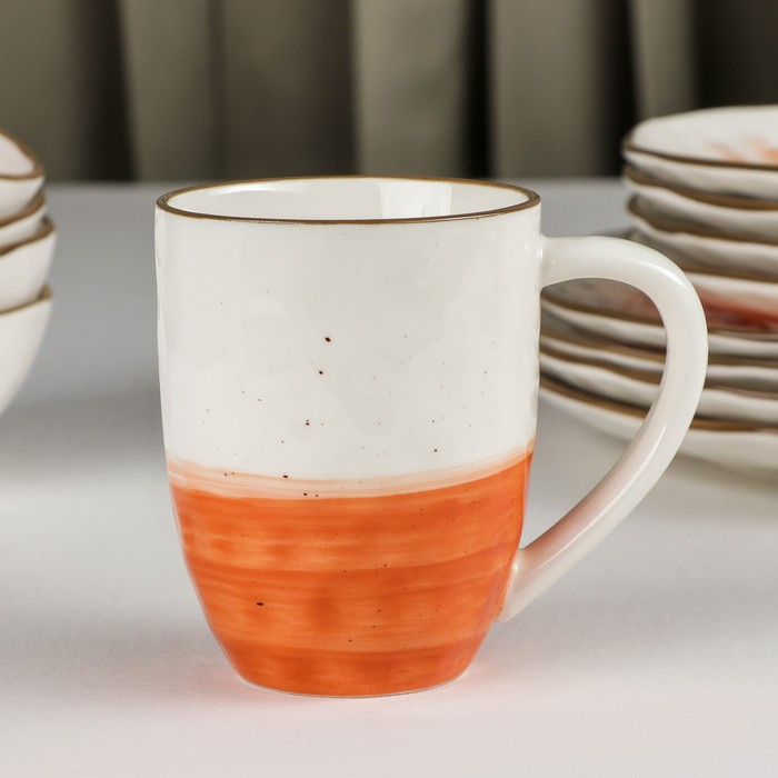 Набор фарфоровой посуды Доляна «Космос», 16 предметов: 4 тарелки d=21 см, 4 тарелки d=27,5 см, 4 миски d=13 см, 4 кружки 400 мл, цвет оранжевый Набор фарфоровой посуды Доляна «Космос», 16 предметов: 4 тарелки d=21 см, 4 тарелки d=27,5 см, 4 миски d=13 см, 4 кружки 400 мл, цвет оранжевый