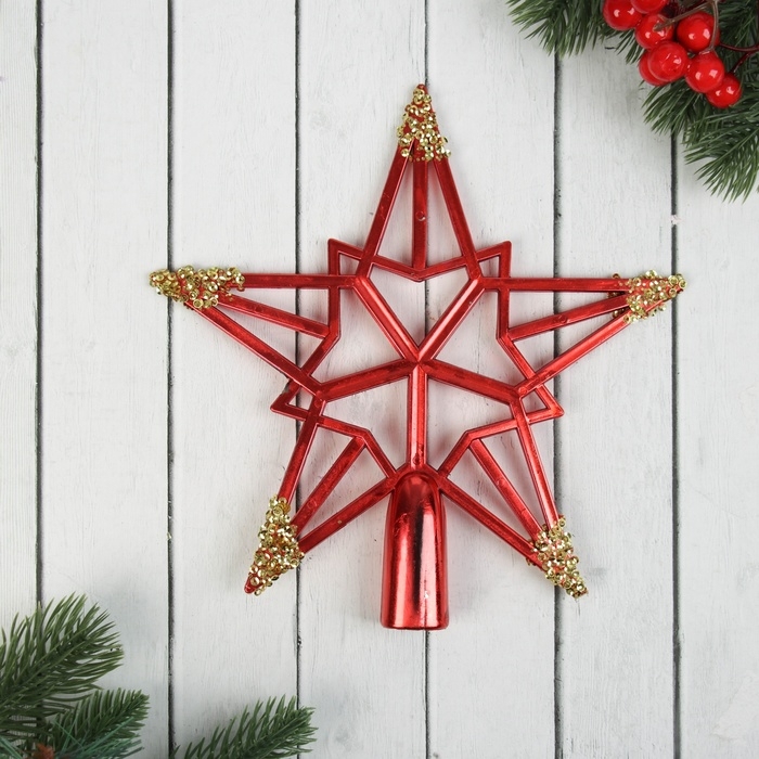 Наконечник Наконечник "Звезда геометрия" 19,5х19 см, красно-золотистый