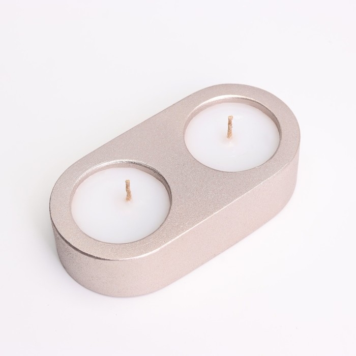 Свечи  Свечи "Мрамор" в овальном подсвечнике из гипса,12х6х3см, шампань