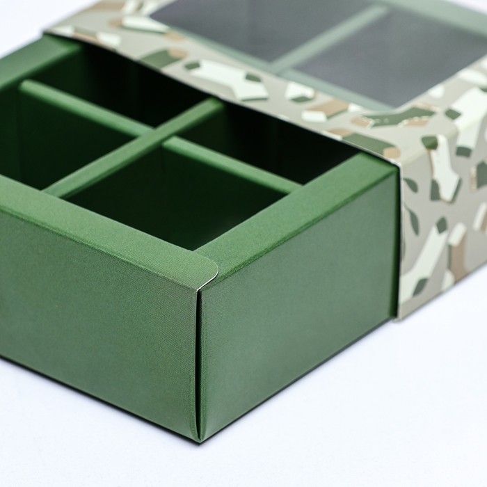 Коробка для конфет 6 шт, Коробка для конфет 6 шт, "23 Февраля" 13,7 х 9,8 х 3,8 см. Кондитерская упаковка