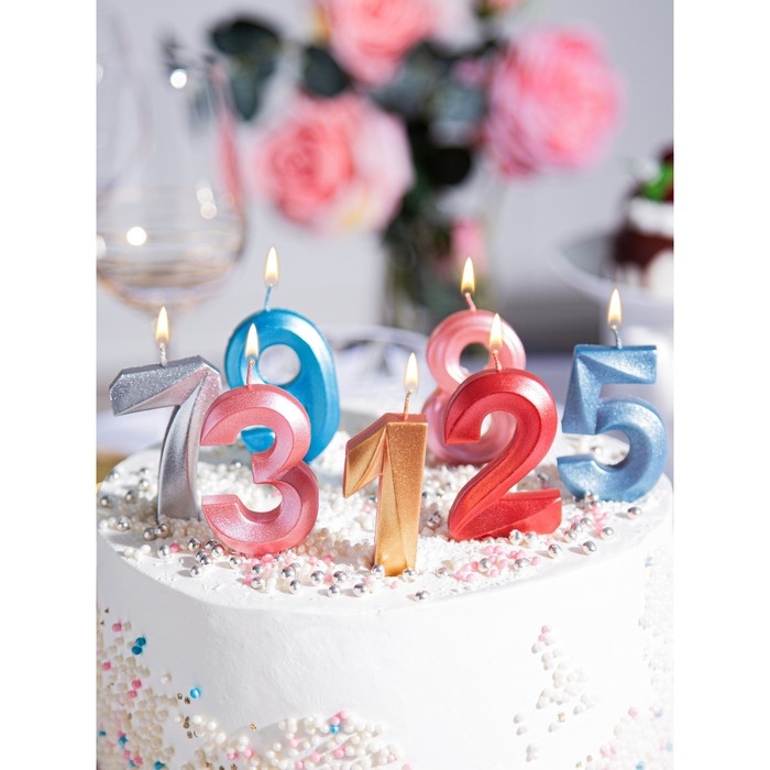 Шоу-бокс со свечами для торта  Шоу-бокс со свечами для торта "Грань", серебро, 30 шт, 8 см