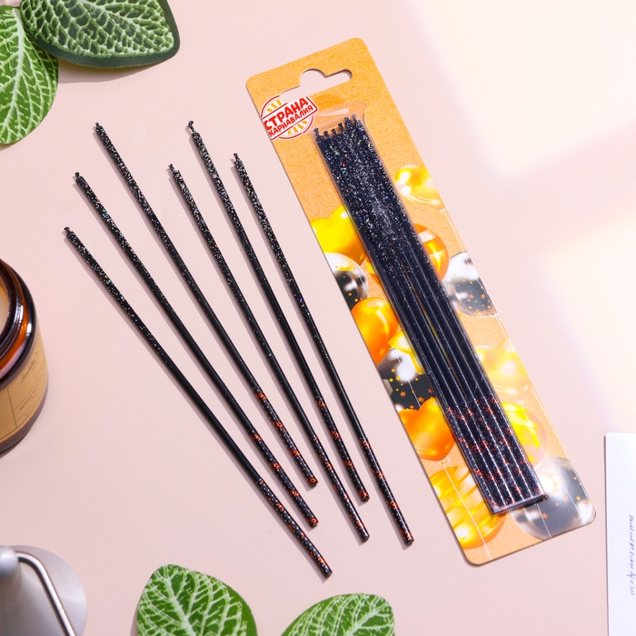 Набор свечей в торт, 6 штук Набор свечей в торт, 6 штук "Сияние", чёрный, 17 см