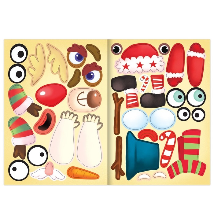 Книга с наклейками «Новогодние мордашки», 85 наклеек Книга с наклейками «Новогодние мордашки», 85 наклеек