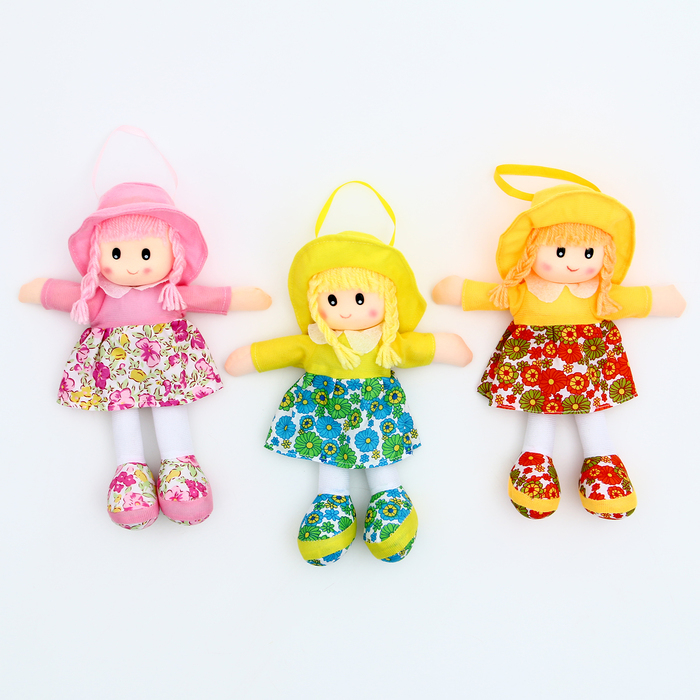 Мягкая кукла «Маша», платье в цветочек, цвета МИКС Мягкая кукла «Маша», платье в цветочек, цвета МИКС