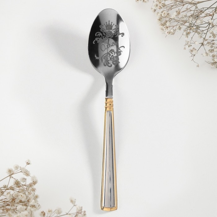 Ложка чайная с гравировкой &laquo;Ольга&raquo;, в подарочной коробке, 3 х 15 см.