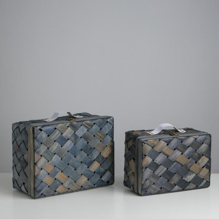 Чемоданы плетёные, 2 шт , с натуральным декором, 34.5 х 25 х 16 - 29 х 20 х 13.5 см Чемоданы плетёные, 2 шт , с натуральным декором, 34.5 х 25 х 16 - 29 х 20 х 13.5 см