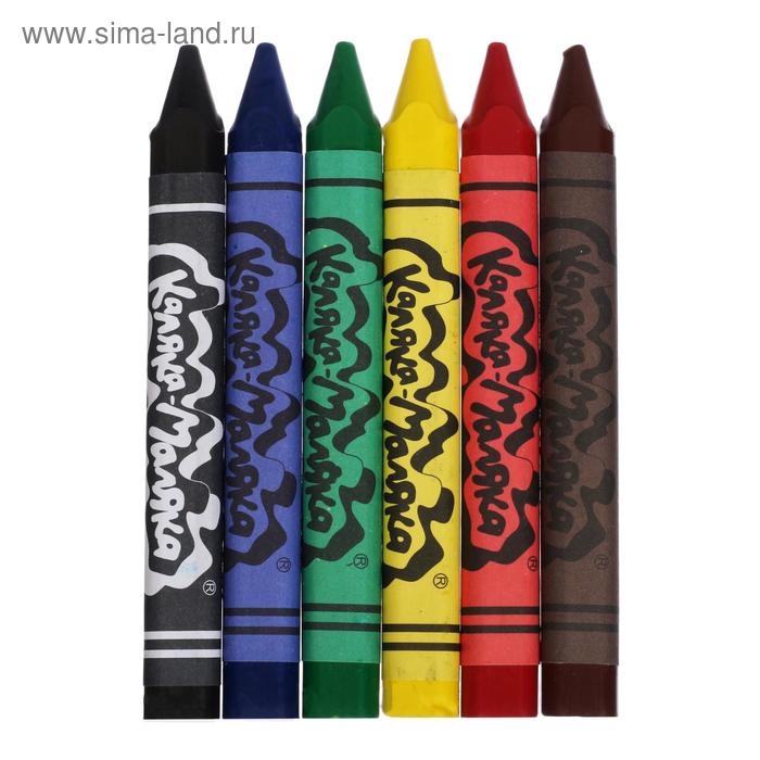 Мелки восковые 6 цветов, Мелки восковые 6 цветов, "Каляка-Маляка", трёхгранные