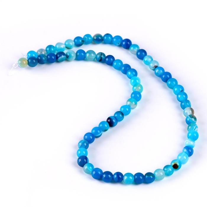 Бусины из натурального камня «Голубой агат» набор 58 шт., размер 1 шт. — 6 мм Бусины из натурального камня «Голубой агат» набор 58 шт., размер 1 шт. — 6 мм