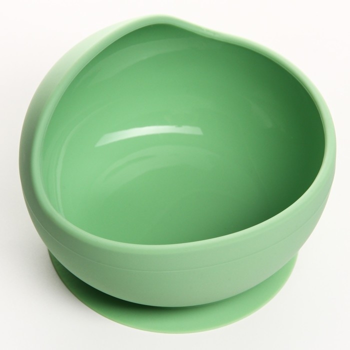 Тарелка детская на присоске, силиконовая, цвет зеленый Тарелка детская на присоске, силиконовая, цвет зеленый