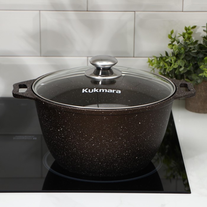 Кастрюля, 4 л, d=24 см, h=14 см, стеклянная крышка, антипригарное покрытие, цвет кофейный мрамор Кастрюля, 4 л, d=24 см, h=14 см, стеклянная крышка, антипригарное покрытие, цвет кофейный мрамор