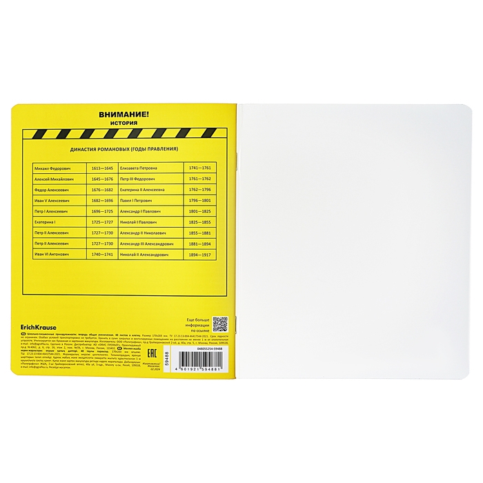 Тетрадь предметная ИСТОРИЯ, 48 листов в клетку, ErichKrause Be Informed, пластиковая обложка, шелкография, блок офсет 100% белизна, инфо-блок Тетрадь предметная ИСТОРИЯ, 48 листов в клетку, ErichKrause Be Informed, пластиковая обложка, шелкография, блок офсет 100% белизна, инфо-блок