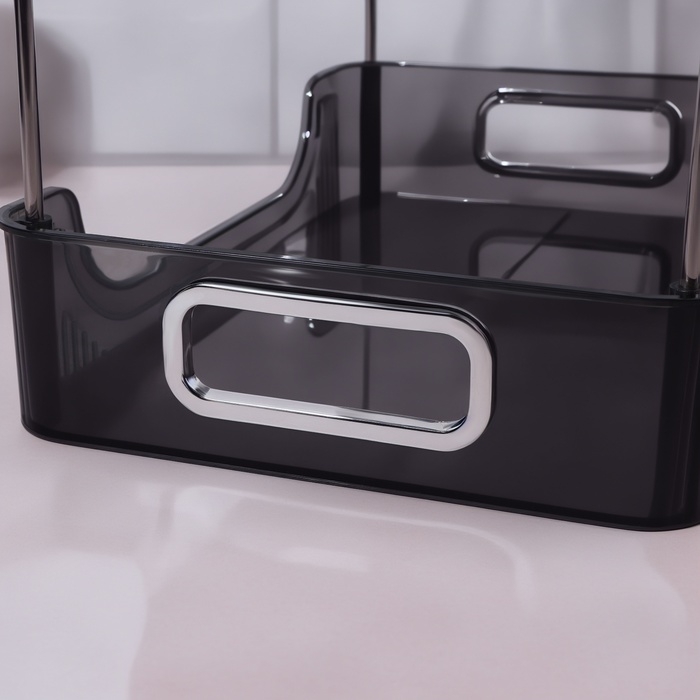 Органайзер для хранения, с ручками, 2 секции, 31 × 20 × 29 см, цвет чёрный/серебристый