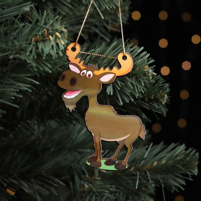 Ёлочная игрушка двусторонняя Ёлочная игрушка двусторонняя "Лось", 9х6 см