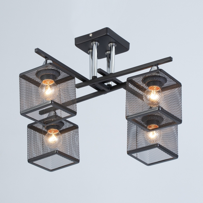 Люстра Люстра "Куб" 4х60Вт Е27 Чёрный 38,5х38,5х27см