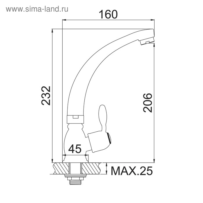 Моносмеситель для кухни Accoona А4787, хром Моносмеситель для кухни Accoona А4787, хром