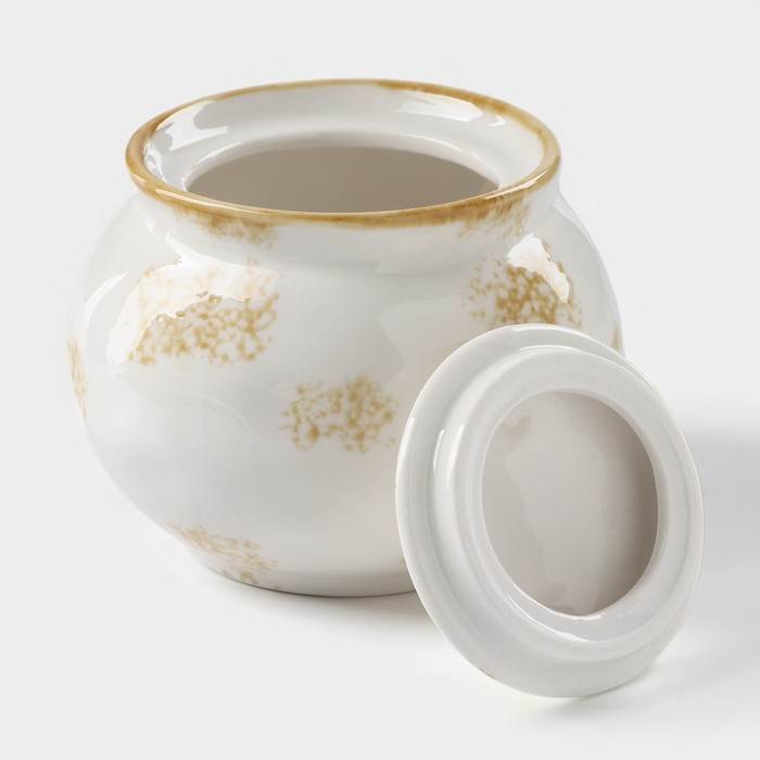 Сахарница фарфоровая Доляна Organic Gold, 420 мл, цвет белый Сахарница фарфоровая Доляна Organic Gold, 420 мл, цвет белый