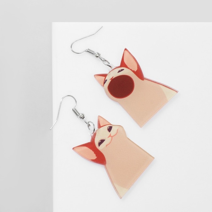 Серьги акрил «Коты» забавные, цвет бежево-коричневый Серьги акрил «Коты» забавные, цвет бежево-коричневый