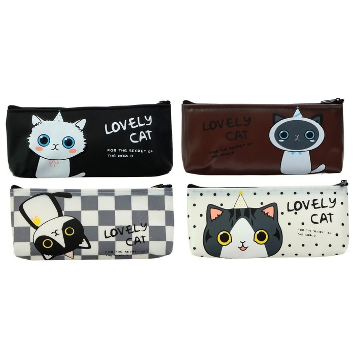 Пенал школьный на молнии силиконовый Пенал школьный на молнии силиконовый "Котик", МИКС