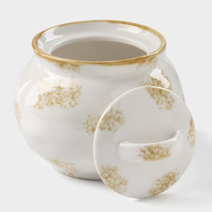 Сахарница фарфоровая Доляна Organic Gold, 420 мл, цвет белый Сахарница фарфоровая Доляна Organic Gold, 420 мл, цвет белый