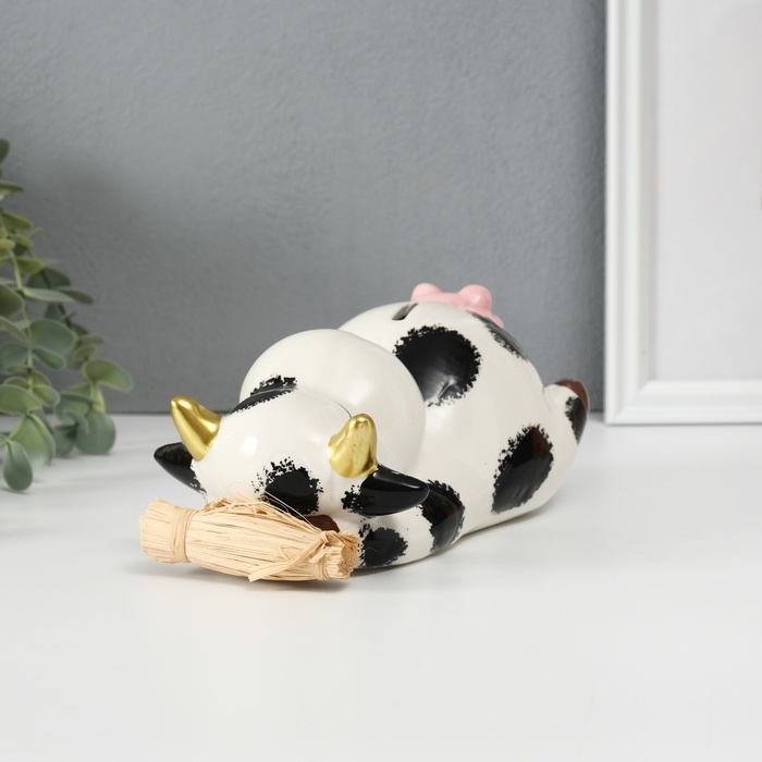 Копилка керамика  Копилка керамика "Коровка на сене" 18,5х10,8х9,7 см