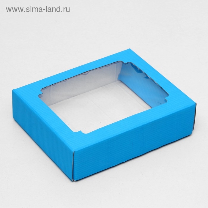 Коробка сборная, крышка-дно, с окном, голубая, МИКС голубого, 18 х 15 х 5 см Коробка сборная, крышка-дно, с окном, голубая, МИКС голубого, 18 х 15 х 5 см