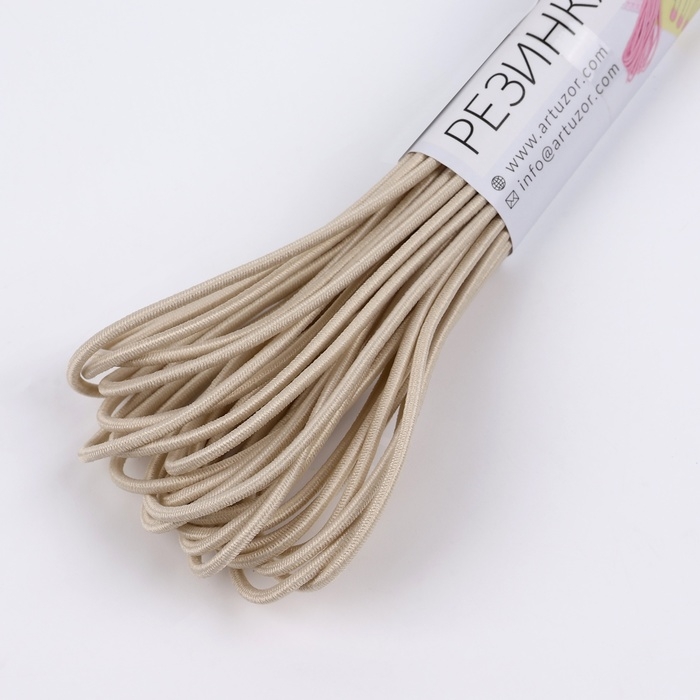 Резинка шляпная, 2 мм, 9 ± 0,5 м, 2 отрезка, цвет бежевый Резинка шляпная, 2 мм, 9 ± 0,5 м, 2 отрезка, цвет бежевый