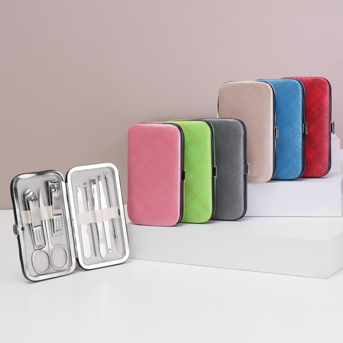 Набор маникюрный «Фактура», 8 предметов, в футляре, цвет МИКС Набор маникюрный «Фактура», 8 предметов, в футляре, цвет МИКС