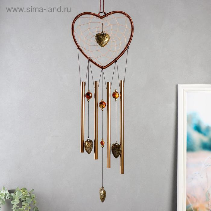 Музыка ветра+ловец снов Музыка ветра+ловец снов "Сердце в сердце" 4 трубки 52 см