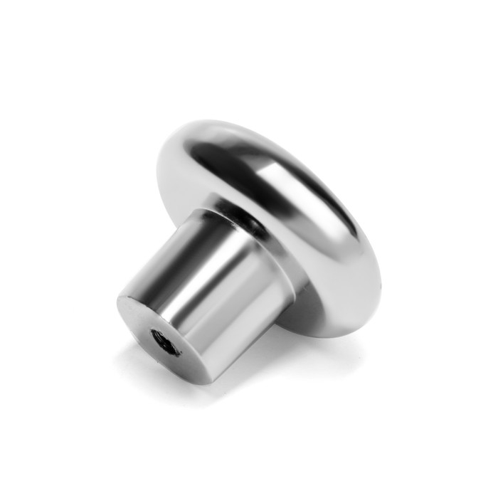 Ручка кнопка ТУНДРА РК101, цвет хром с белой вставкой Ручка кнопка ТУНДРА РК101, цвет хром с белой вставкой