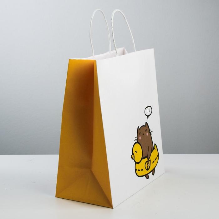 Пакет подарочный крафтовый, упаковка, «Котик», 28 х 32 х 15 см Пакет подарочный крафтовый, упаковка, «Котик», 28 х 32 х 15 см