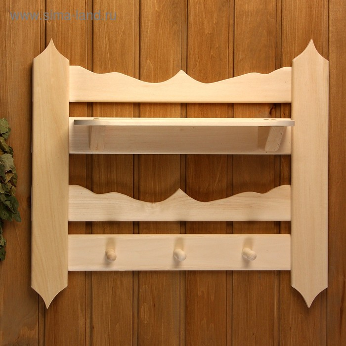 Полка вешалка резная, 3 крючка, 55×50×12 см Полка вешалка резная, 3 крючка, 55×50×12 см