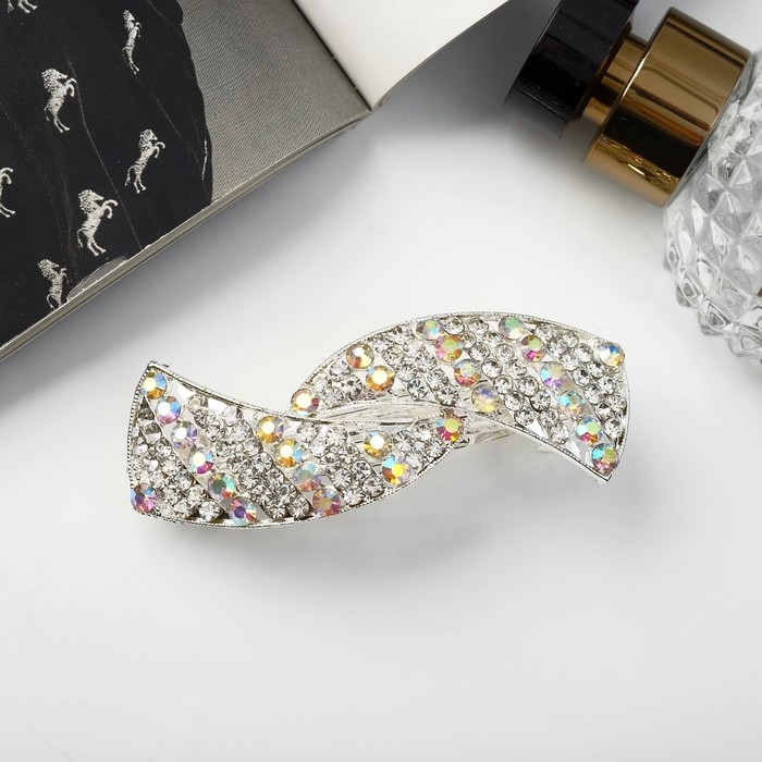 Заколка-автомат для волос Заколка-автомат для волос "Линетта" волны, 8,5 см, серебро