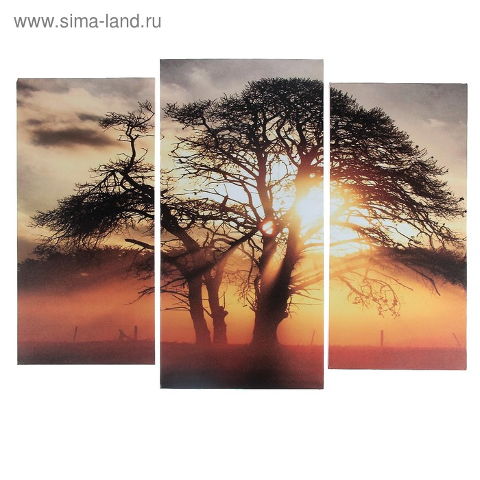 Модульная картина  Модульная картина "На закате"  (2-25х52; 1-30х60) 60х80 см