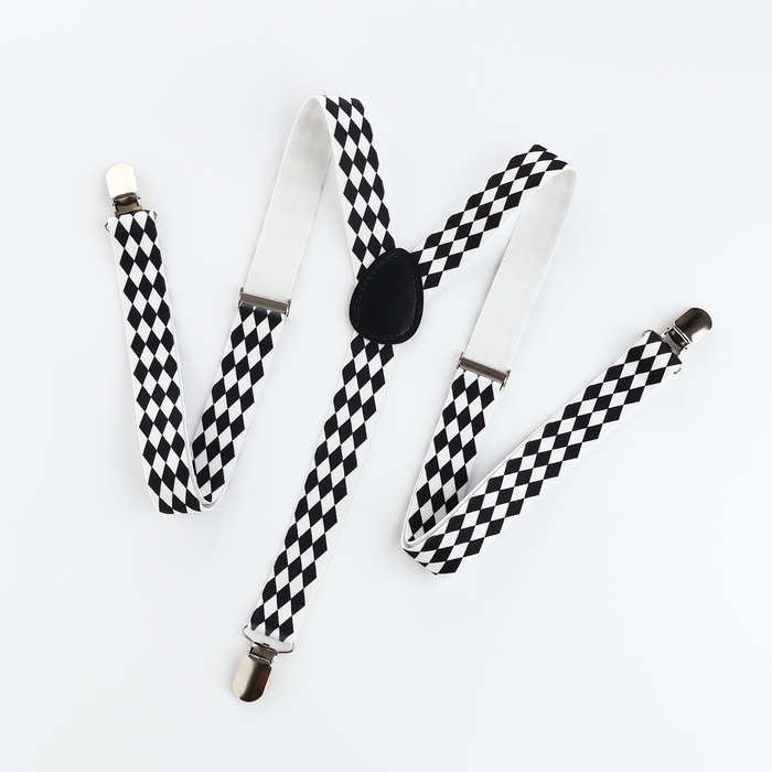 Подтяжки взрослые, ширина 2,5 см, цвет белый/чёрный Подтяжки взрослые, ширина 2,5 см, цвет белый/чёрный