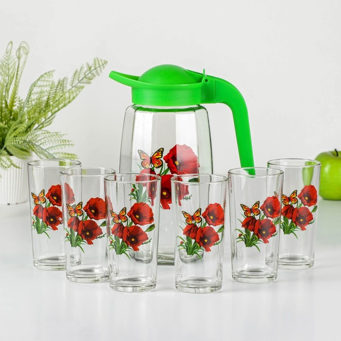 Набор питьевой «Ассорти», 7 предметов: кувшин 1,7 л, стаканы 250 мл, 6 шт, МИКС Набор питьевой «Ассорти», 7 предметов: кувшин 1,7 л, стаканы 250 мл, 6 шт, МИКС