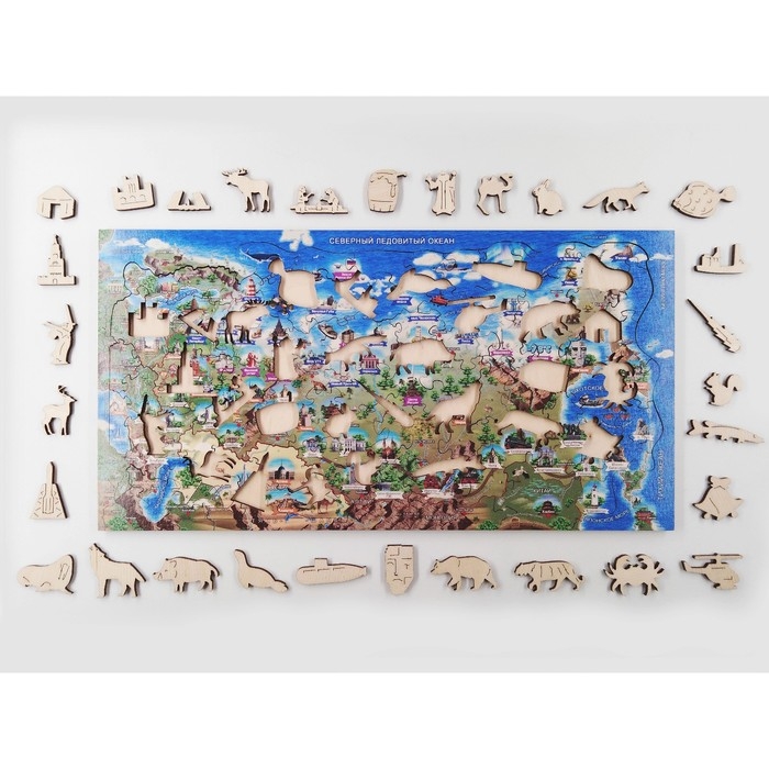 Фигурный деревянный пазл «Россия» 109 деталей Фигурный деревянный пазл «Россия» 109 деталей