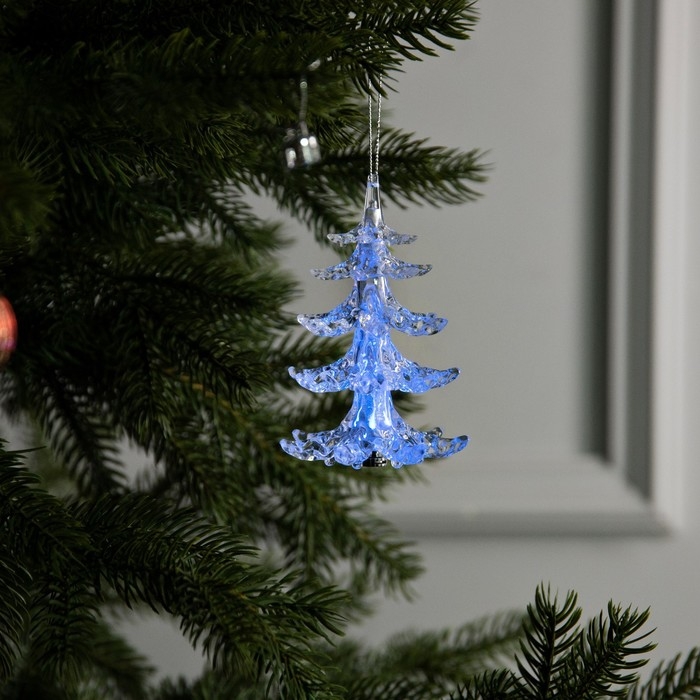 Ёлочная игрушка «Хрустальная ёлочка» 12 см, от батареек, свечение мульти (RGB) Ёлочная игрушка «Хрустальная ёлочка» 12 см, от батареек, свечение мульти (RGB)