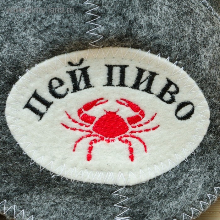 Шапка для бани  Шапка для бани "Викинг. Пей пиво", войлок, серая