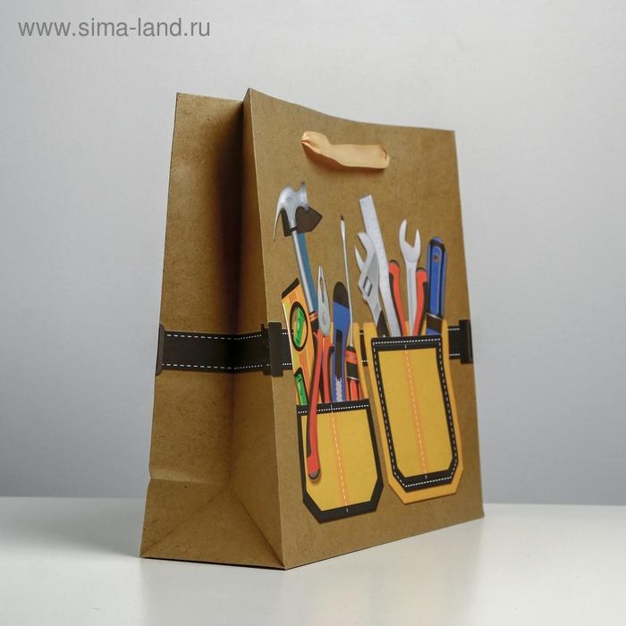 Пакет подарочный крафтовый горизонтальный, упаковка, &laquo;Мастер&raquo;, M 30 х 25.5 х 9 см