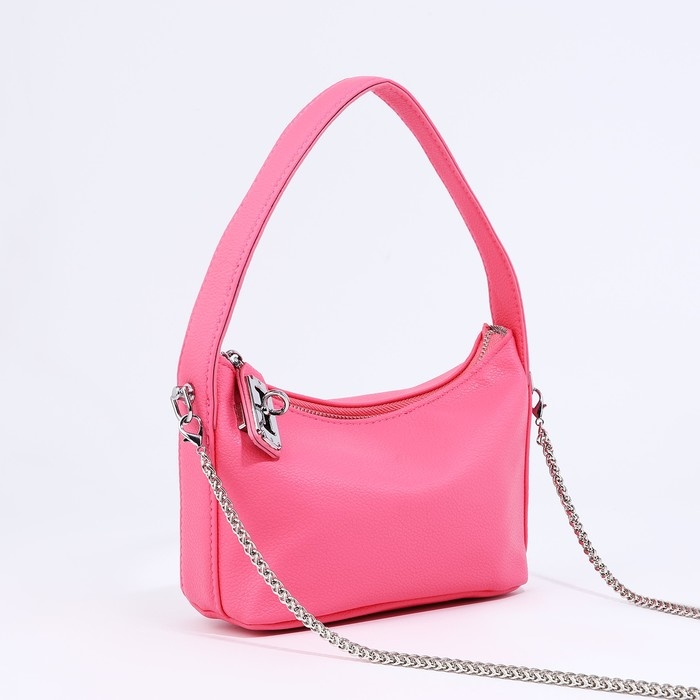 Сумка-багет на молнии, цепочка, цвет розовый Сумка-багет на молнии, цепочка, цвет розовый