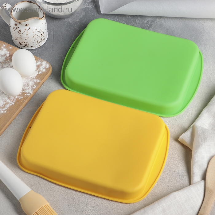 Форма для выпечки Доляна &laquo;Прямоугольник&raquo;, силикон, 27&times;18 см, цвет МИКС