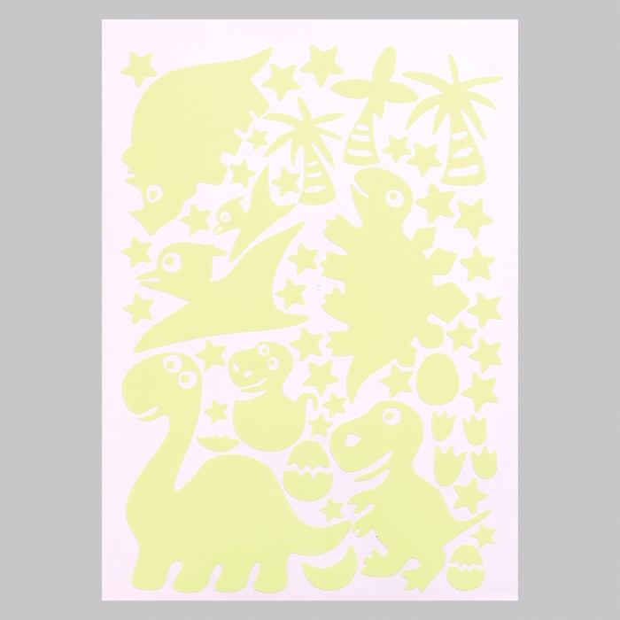 Наклейка 3Д интерьерная светящаяся Динозаврики 30*20см