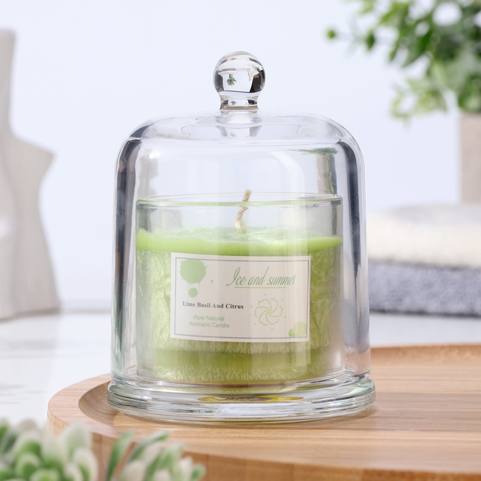 Свеча ароматическая в банке  Свеча ароматическая в банке "Dome", лайм, базилик и цитрус
