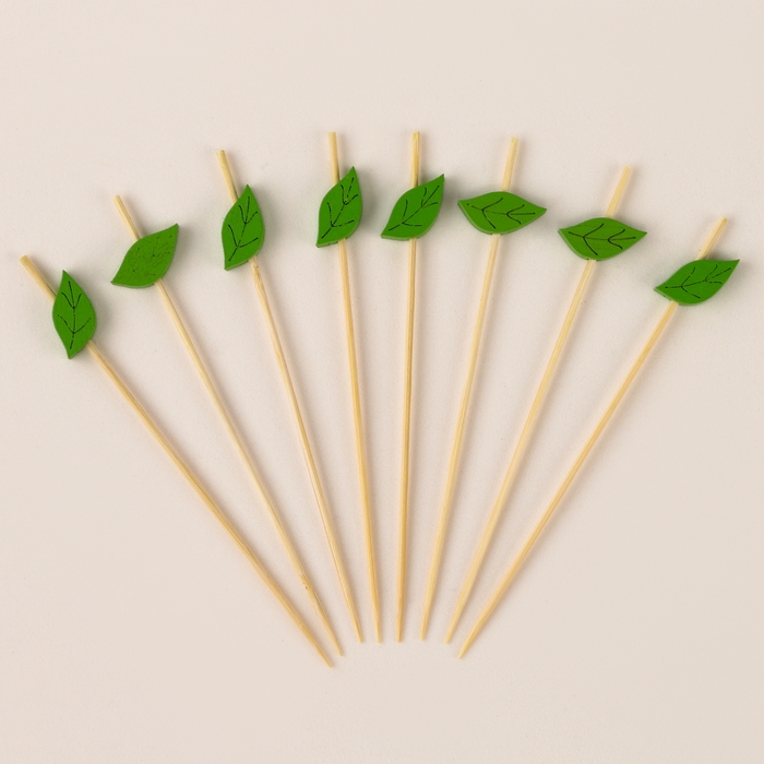 Шпажки для канапе «Листья» набор 24 шт., цвет зелёный Шпажки для канапе «Листья» набор 24 шт., цвет зелёный