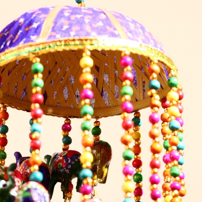 Интерьерная подвеска с колокольчиками  Интерьерная подвеска с колокольчиками "Милые слоники" 16х16х60 см  Микс