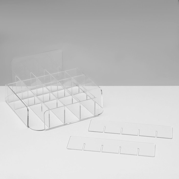 Подставка под помаду на 25 шт., 15×15,5×8 см, оргстекло 2 мм, В ЗАЩИТНОЙ ПЛЁНКЕ Подставка под помаду на 25 шт., 15×15,5×8 см, оргстекло 2 мм, В ЗАЩИТНОЙ ПЛЁНКЕ