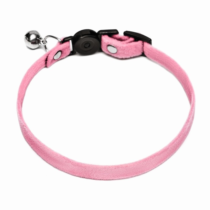 Ошейник кошачий мягкий с бубенчиком, 30 х 1 см, текстиль, розовый Ошейник кошачий мягкий с бубенчиком, 30 х 1 см, текстиль, розовый