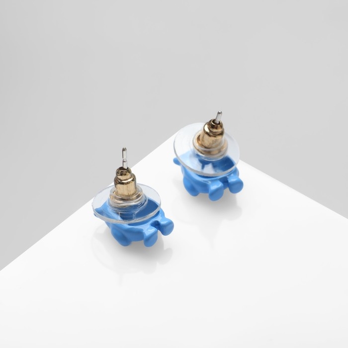 Серьги с эмалью «Монстрики» йети, цвет голубой Серьги с эмалью «Монстрики» йети, цвет голубой