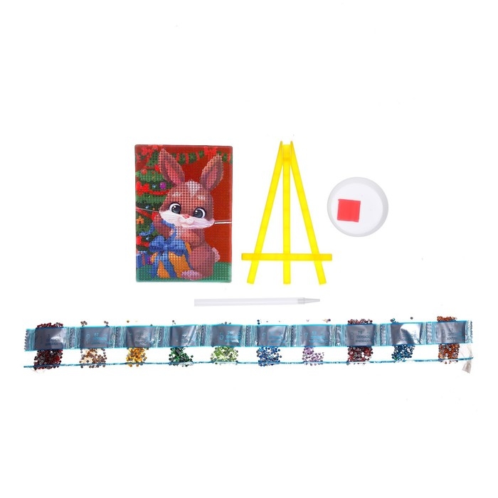Алмазная мозаика на новый год с частичным заполнением для детей «Зайка», новогодний набор для творчества