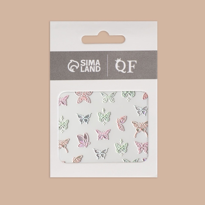 Наклейки для ногтей «Бабочки», объёмные, разноцветные/голографические Наклейки для ногтей «Бабочки», объёмные, разноцветные/голографические